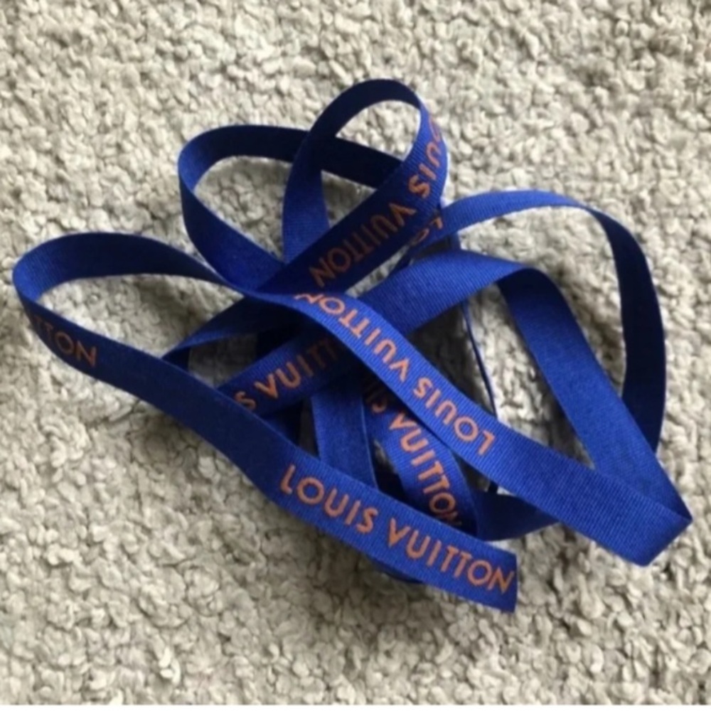 Authentic Louis Vuitton Ribbon. Royal Blue with Orange Logo.124 cm.